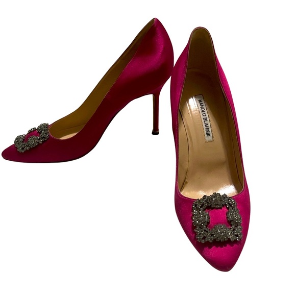 Magenta Raspberry Manolo Blahnik Hangisi Shoes Heels With Box - Picture 1 of 8